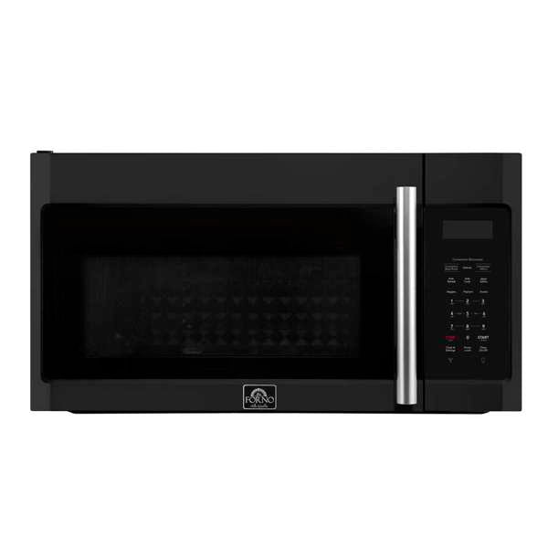 FORNO Fornace 30" 1.5 cu. ft. 300 CFM Over The Range Microwave in Black with Silver Accents, FOTR3038-30BLK