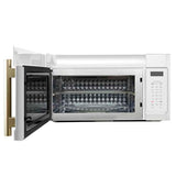 FORNO Fornace 30" 1.5 cu. ft. 300 CFM Over The Range Microwave in White with Antique Brass Accents, FOTR3038-30WHT