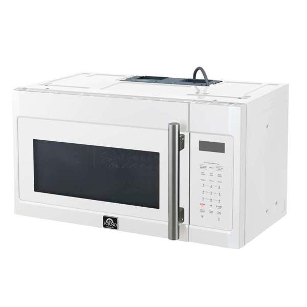 FORNO Fornace 30" 1.5 cu. ft. 300 CFM Over The Range Microwave in White with Silver Accents, FOTR3038-30WHT