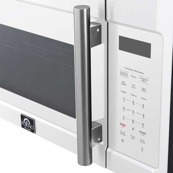 FORNO Fornace 30" 1.5 cu. ft. 300 CFM Over The Range Microwave in White with Silver Accents, FOTR3038-30WHT