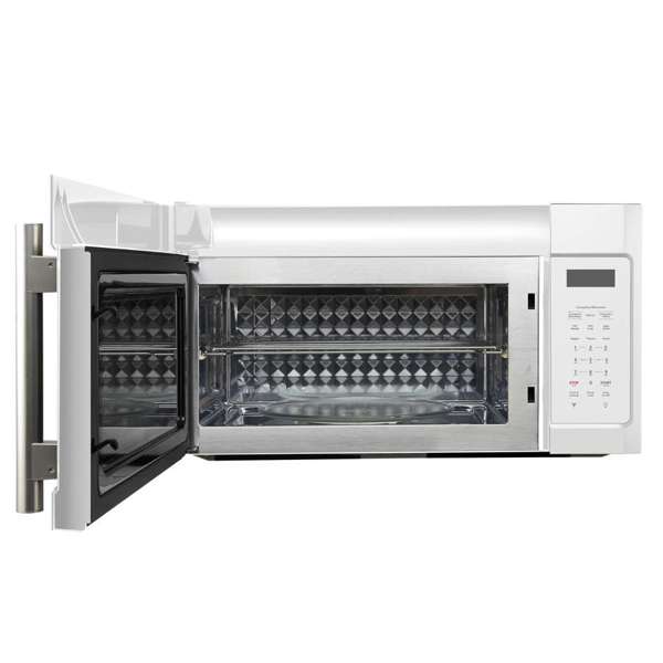 FORNO Fornace 30" 1.5 cu. ft. 300 CFM Over The Range Microwave in White with Silver Accents, FOTR3038-30WHT