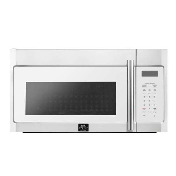 FORNO Fornace 30" 1.5 cu. ft. 300 CFM Over The Range Microwave in White with Silver Accents, FOTR3038-30WHT