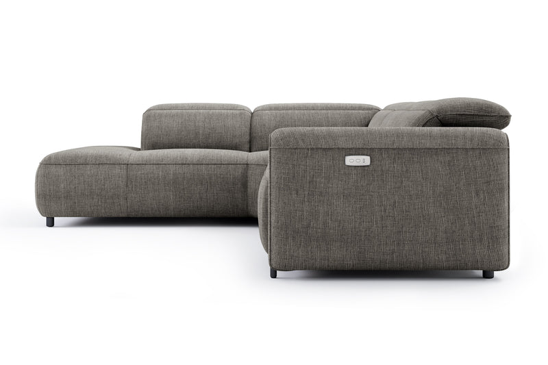 Valencia Octavia Fabric Reclining Sectional Cloud Sofa, L-Shape with Left Chaise, Dark Grey