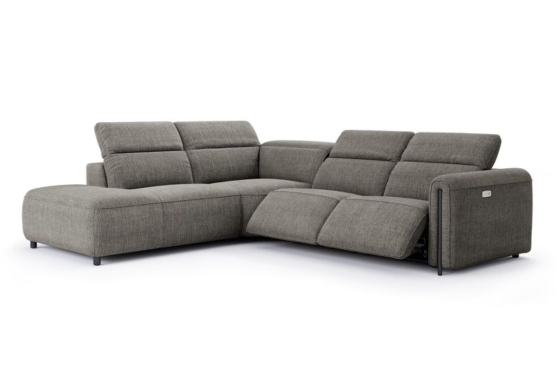 Valencia Octavia Fabric Reclining Sectional Cloud Sofa, L-Shape with Left Chaise, Dark Grey