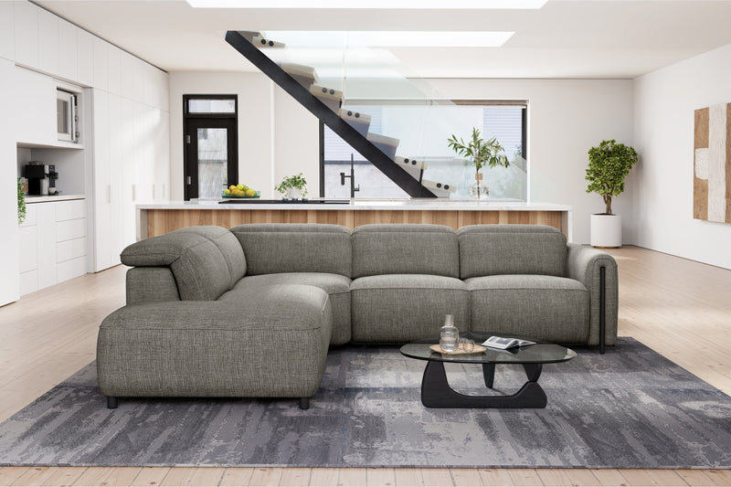 Valencia Octavia Fabric Reclining Sectional Cloud Sofa, L-Shape with Left Chaise, Dark Grey