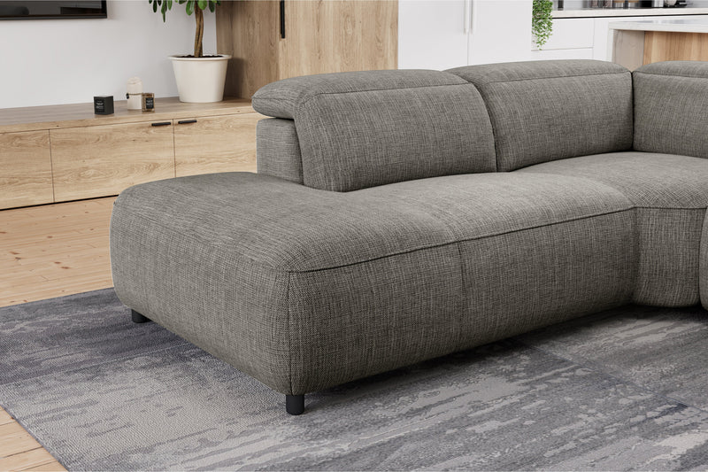 Valencia Octavia Fabric Reclining Sectional Cloud Sofa, L-Shape with Left Chaise, Dark Grey