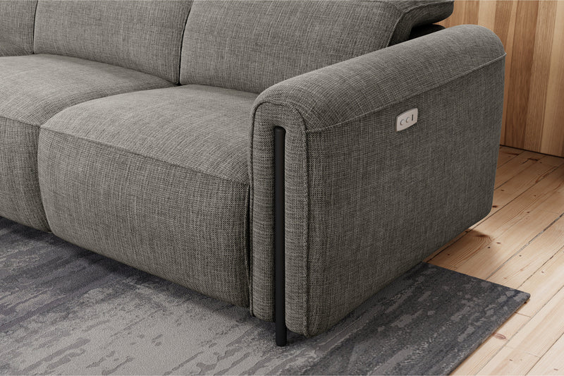 Valencia Octavia Fabric Reclining Sectional Cloud Sofa, L-Shape with Left Chaise, Dark Grey