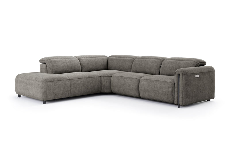 Valencia Octavia Fabric Reclining Sectional Cloud Sofa, L-Shape with Left Chaise, Dark Grey