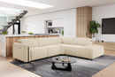 Valencia Octavia Fabric Reclining Sectional Cloud Sofa, L-Shape with Right Chaise, Beige