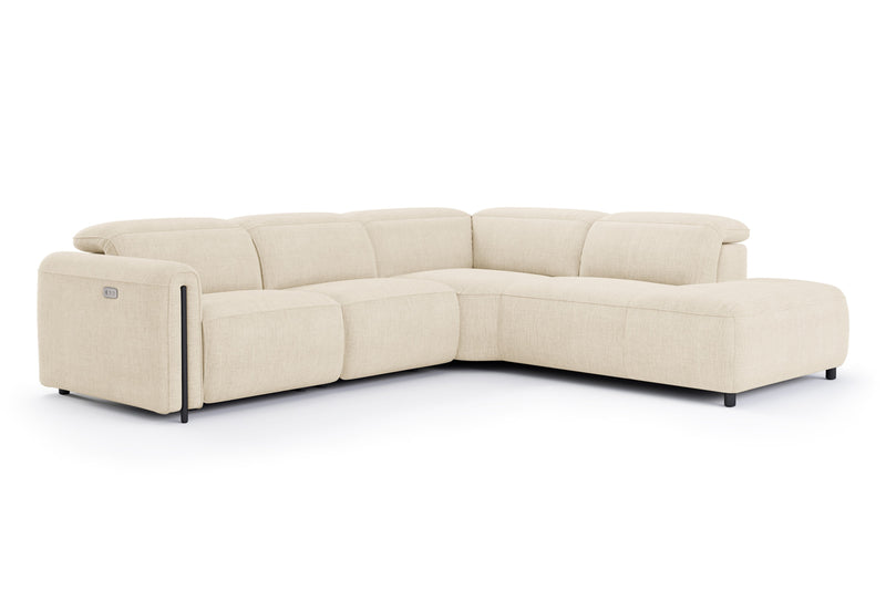 Valencia Octavia Fabric Reclining Sectional Cloud Sofa, L-Shape with Right Chaise, Beige
