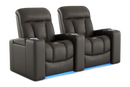 Valencia Olivia Top Grain Leather Row of 2 Home Theater Seating, Cloudy Grey
