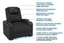 Valencia 2025 New Oslo Leather Home Theater Seating Row of 3 Loveseat Right, Midnight Black