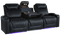 Valencia Oslo XL Console Leather Home Theater Seating Row of 3 Dropdown Center, Midnight Black