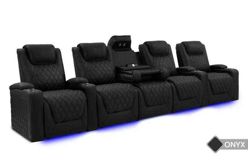 Valencia Oslo Luxury Console Home Theater Seating Console Row of 5 Dropdown Center, Onyx