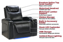 Valencia Oslo Modern XL Home Theater Seating Row of 3 Loveseat Left, Midnight Black