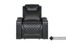Valencia Oslo Leather Home Theater Seating Row of 4 Loveseat Left, Midnight Black