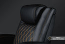 Valencia 2025 New Oslo Ultimate Luxury Leather Home Theater Seating Row of 2 Loveseat, Onyx with Gold Stitching