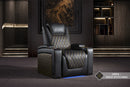 Valencia 2025 New Oslo Ultimate Luxury Leather Home Theater Seating Row of 2 Loveseat, Onyx with Gold Stitching