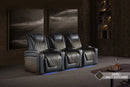 Valencia 2025 New Oslo Ultimate Luxury Leather Home Theater Seating Row of 2 Loveseat, Onyx with Gold Stitching