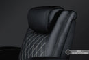 Valencia 2025 New Oslo Ultimate Luxury Leather Home Theater Seating Row of 2 Loveseat, Onyx with Silver Stitching
