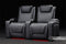 Valencia 2025 New Oslo Ultimate Luxury Leather Home Theater Seating Row of 2 Loveseat, Onyx with Silver Stitching