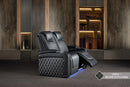 Valencia 2025 New Oslo Ultimate Luxury Leather Home Theater Seating Row of 2 Loveseat, Onyx with Silver Stitching