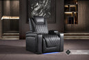 Valencia 2025 New Oslo Ultimate Luxury Leather Home Theater Seating Row of 2 Loveseat, Onyx with Silver Stitching