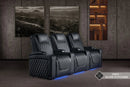 Valencia 2025 New Oslo Ultimate Luxury Leather Home Theater Seating Row of 2 Loveseat, Onyx with Silver Stitching