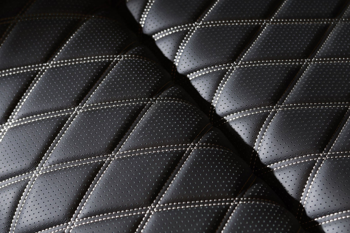 Valencia 2025 New Oslo Ultimate Luxury Leather Home Theater Seating Row of 2, Onyx with Silver Stitching