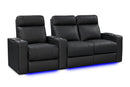 Valencia Piacenza Luxury Leather Home Theater Seating Row of 3 Loveseat Right, Onyx