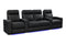 Valencia Piacenza Luxury Leather Home Theater Seating Row of 4 Loveseat Center, Onyx