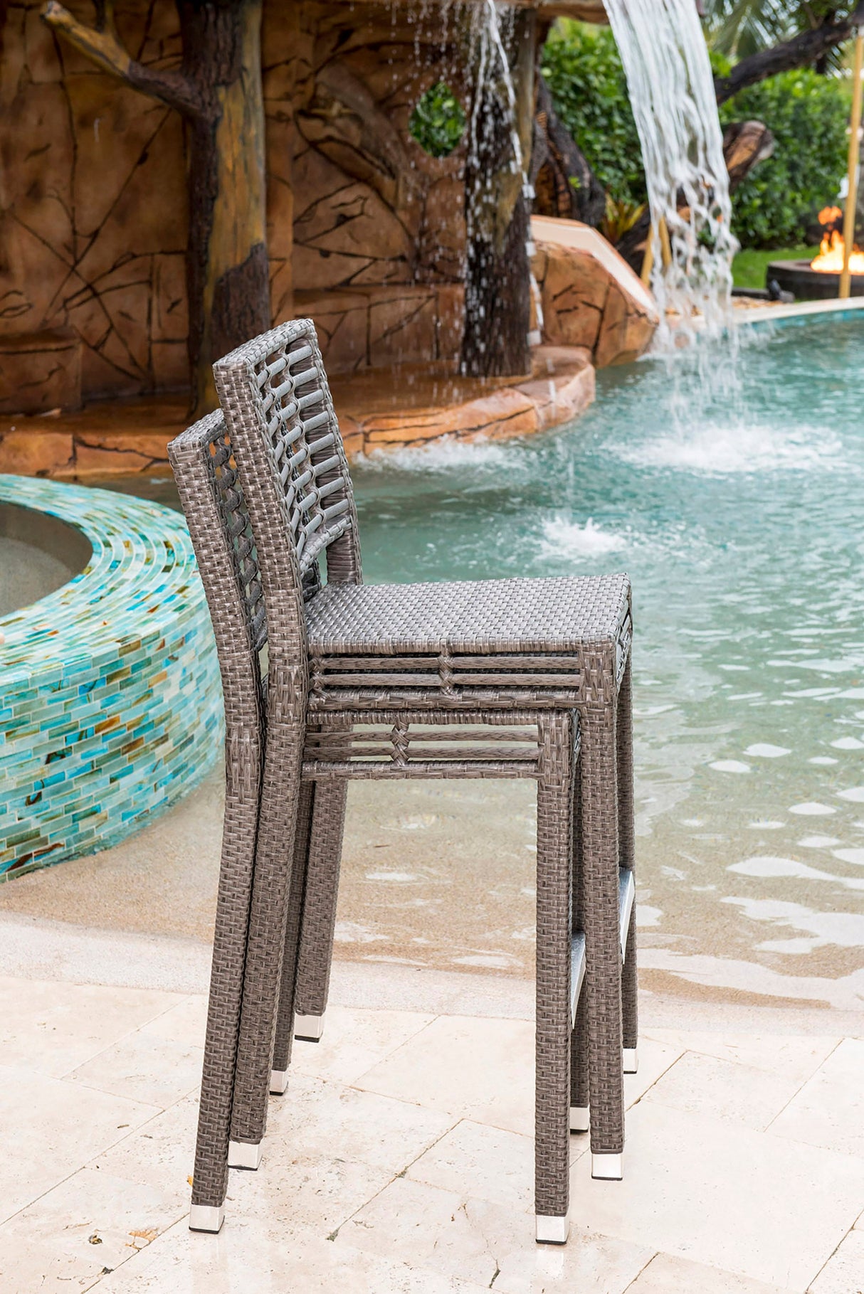 Panama Jack Graphite Set of 2 Stackable Barstools