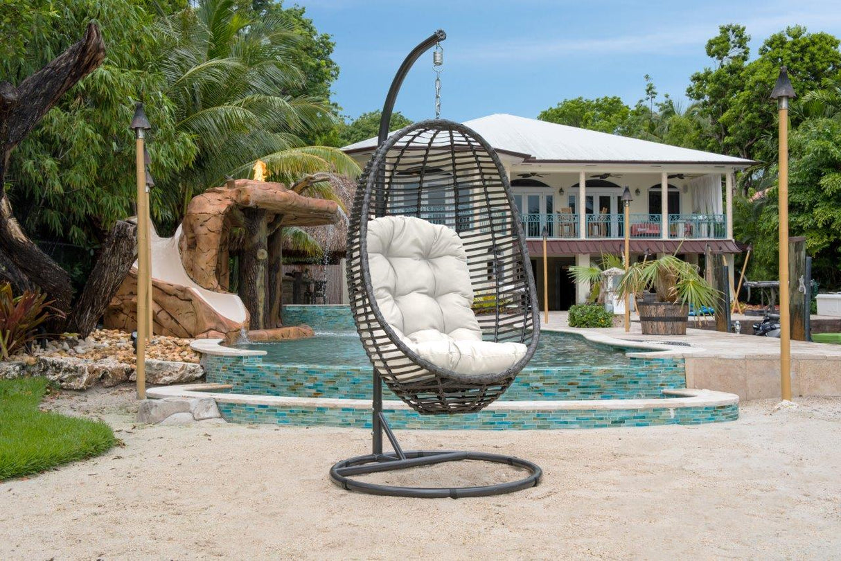 Panama Jack Graphite Woven Hanging Chair with Cushion