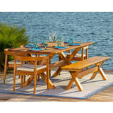 Panama Jack Bali Teak 7-Piece Rectangular Dining Table with Bench