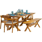 Panama Jack Bali Teak 7-Piece Rectangular Dining Table with Bench