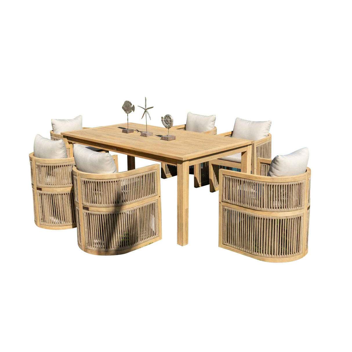 Panama Jack Cabo 7-Piece Barrel Rectangular Dining Set