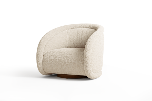 Valencia Violet Fabric Swivel Accent Chair, Beige Color