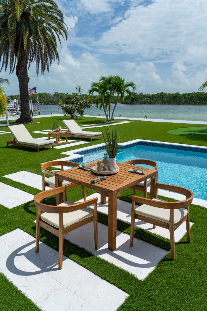 Panama Jack Bali Teak 5-Piece Square Dining Table with Cushions