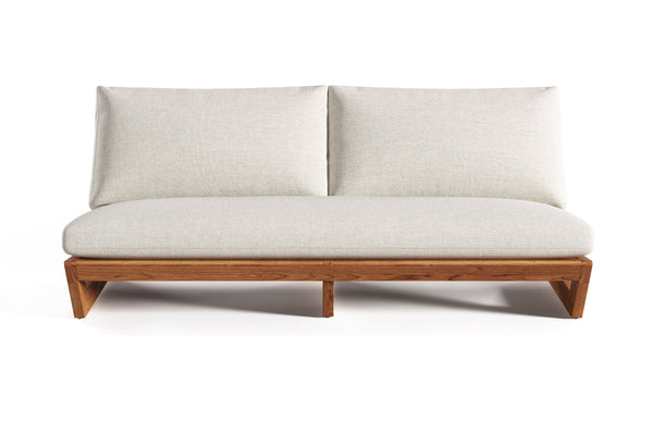 Valencia Paolo Teak Outdoor Fabric Loveseat, Light Grey