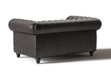 Valencia Parma 64" Full Aniline Leather Chesterfield Loveseat Sofa, Black