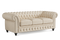 Valencia Parma 82" Full Aniline Leather Chesterfield Three Seats Sofa, Antique White