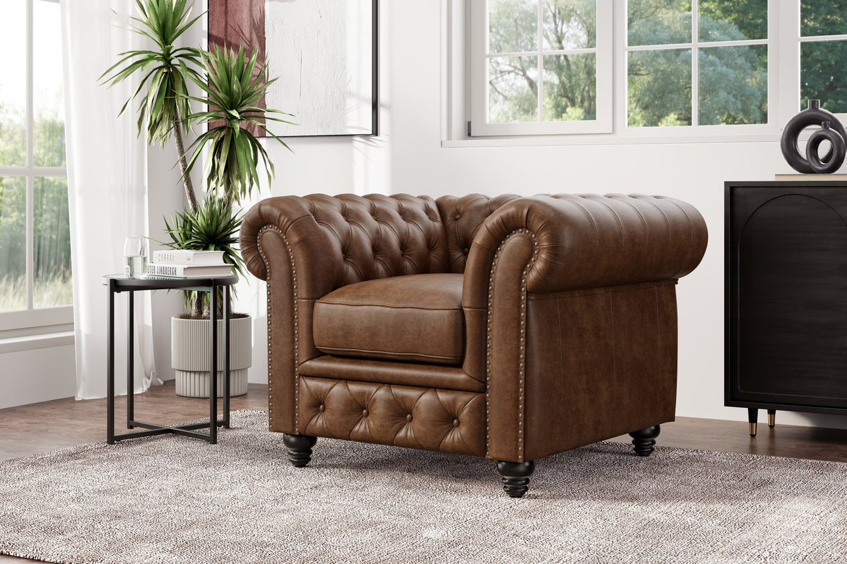 Parma Leather Chesterfield Accent Chair