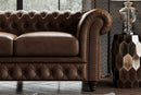 Valencia Parma 64" Full Aniline Leather Chesterfield Loveseat Sofa, Chocolate