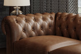 Valencia Parma 64" Full Aniline Leather Chesterfield Loveseat Sofa, Chocolate