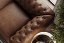 Valencia Parma 64" Full Aniline Leather Chesterfield Loveseat Sofa, Chocolate