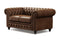 Valencia Parma 64" Full Aniline Leather Chesterfield Loveseat Sofa, Chocolate