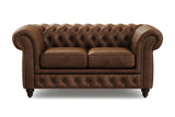 Valencia Parma 64" Full Aniline Leather Chesterfield Loveseat Sofa, Chocolate