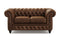 Valencia Parma 64" Full Aniline Leather Chesterfield Loveseat Sofa, Chocolate
