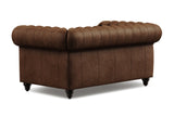 Valencia Parma 64" Full Aniline Leather Chesterfield Loveseat Sofa, Chocolate