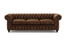 Valencia Parma 92" Full Aniline Leather Chesterfield Three Seats Sofa, Chocolate
